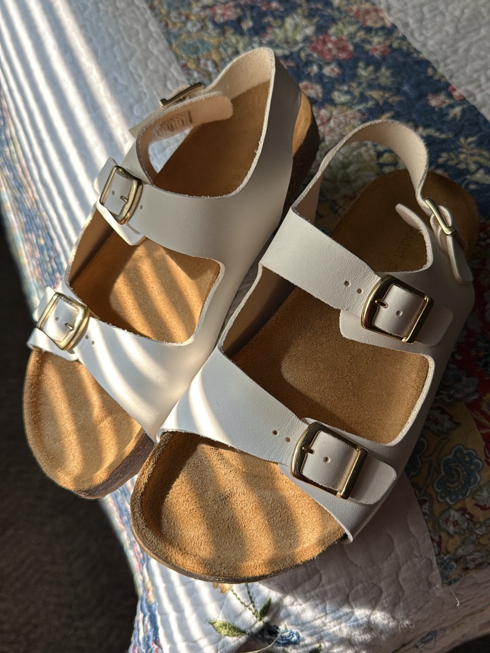 Mansur Gavriel White Double Buckle Leather Sandals
